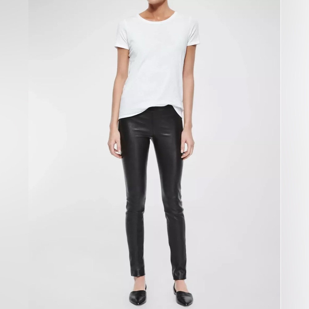 The Row Black Leather Leggings